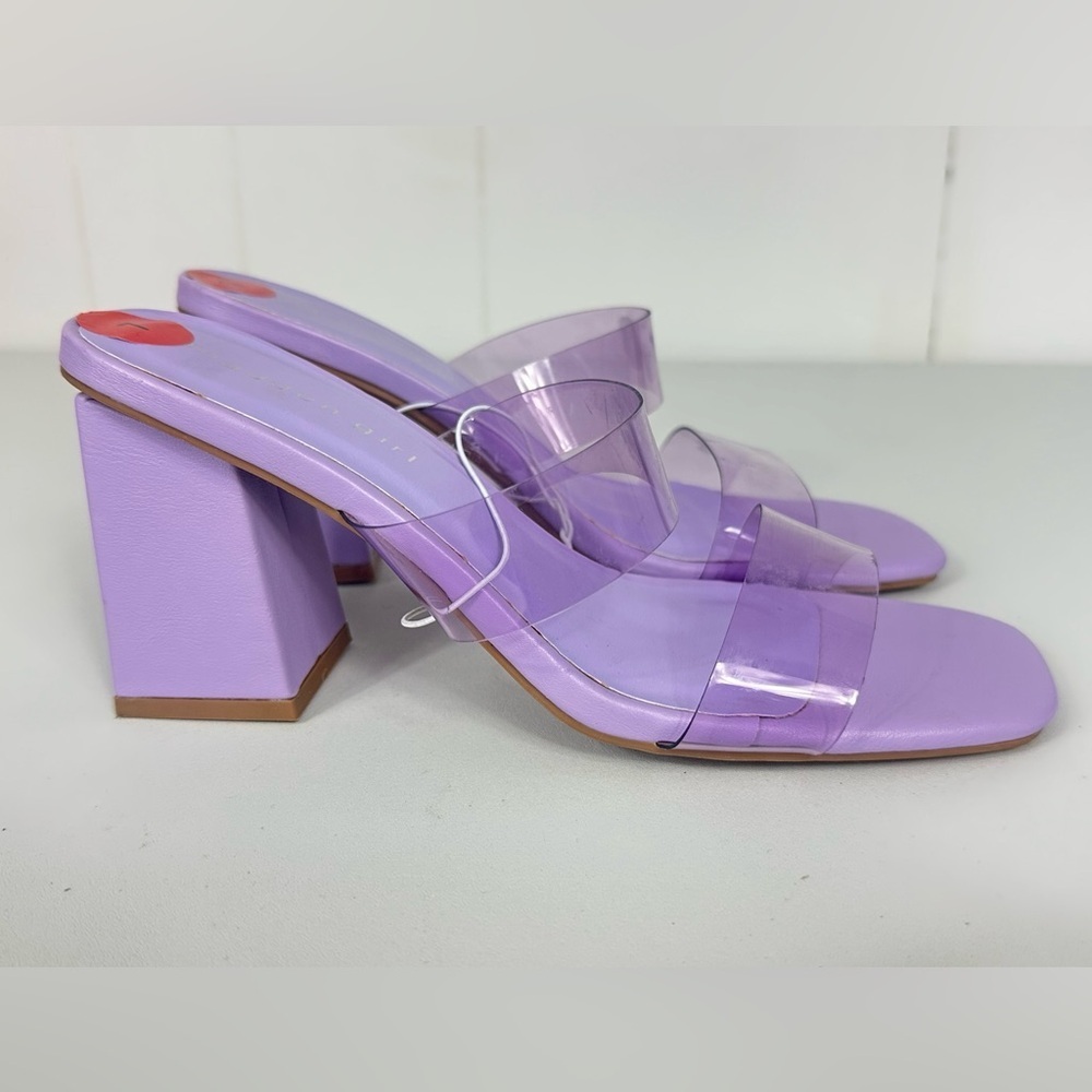 NEW Madden Girl Women's Sz 7 Jilian Comfort Dress Sandal Heels Clear Lilac - Picture 5 of 7